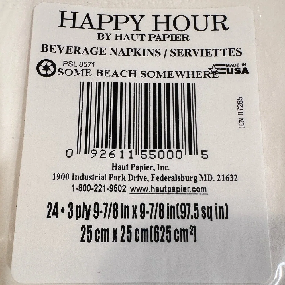 Happy Hour by Haut Papier Some Beach Somewhere Beverage Napkins 48 Count 3 Packs